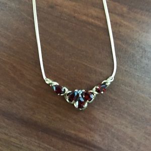 10k yellow gold garnet necklace 16”